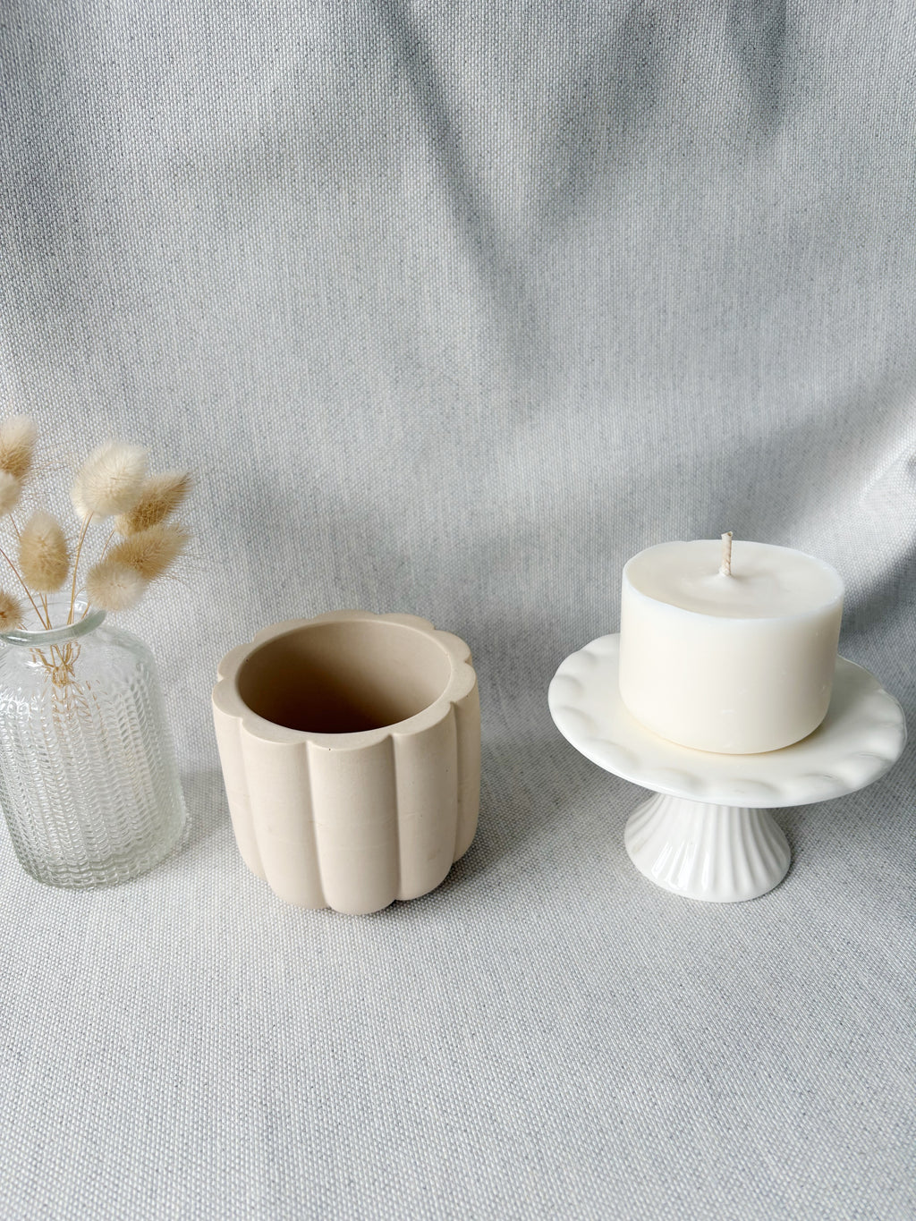 Bougie fleur - Beige
