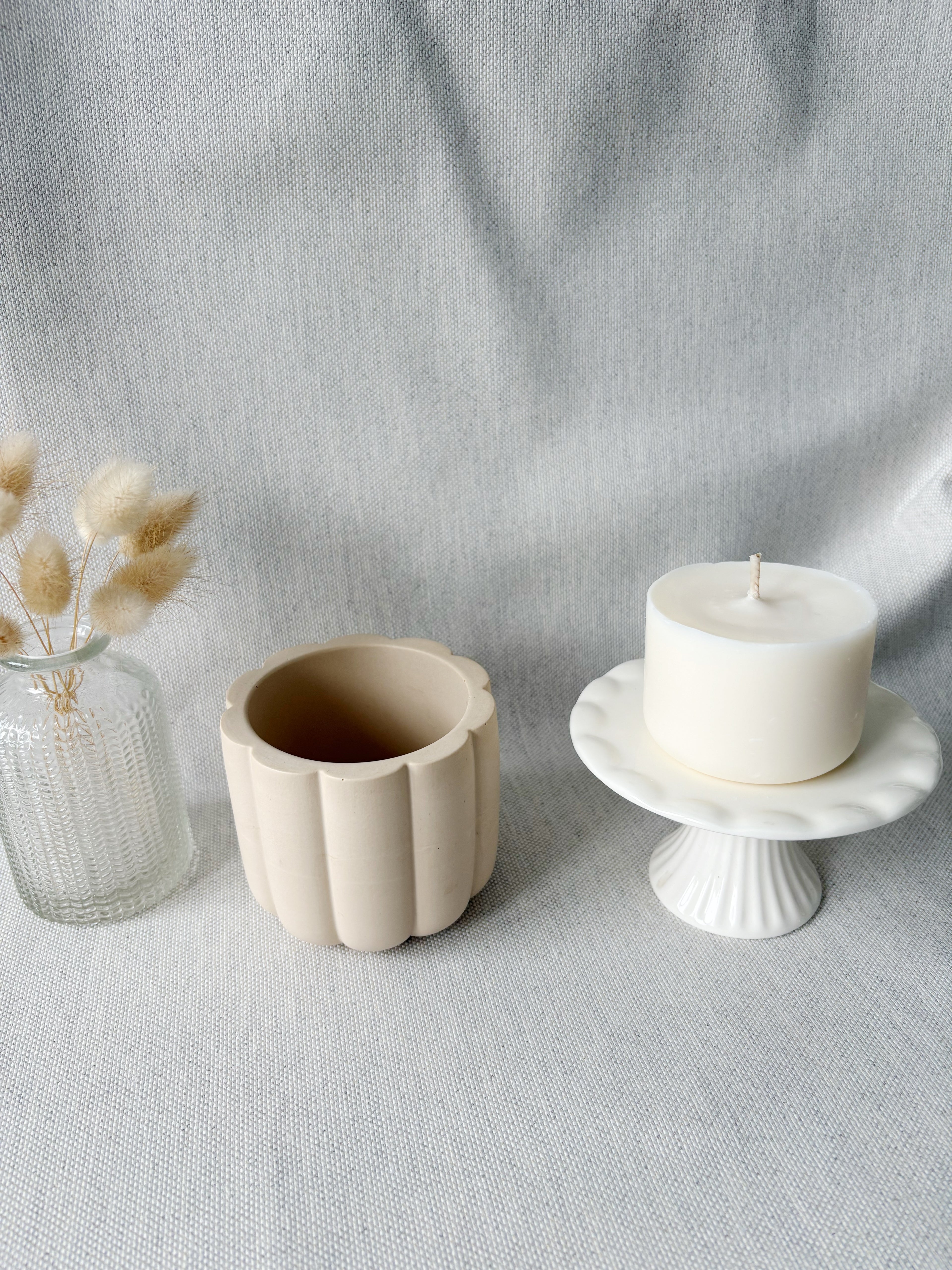 Bougie fleur - Beige