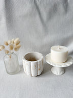 Bougie fleur - Marbré blanc & beige