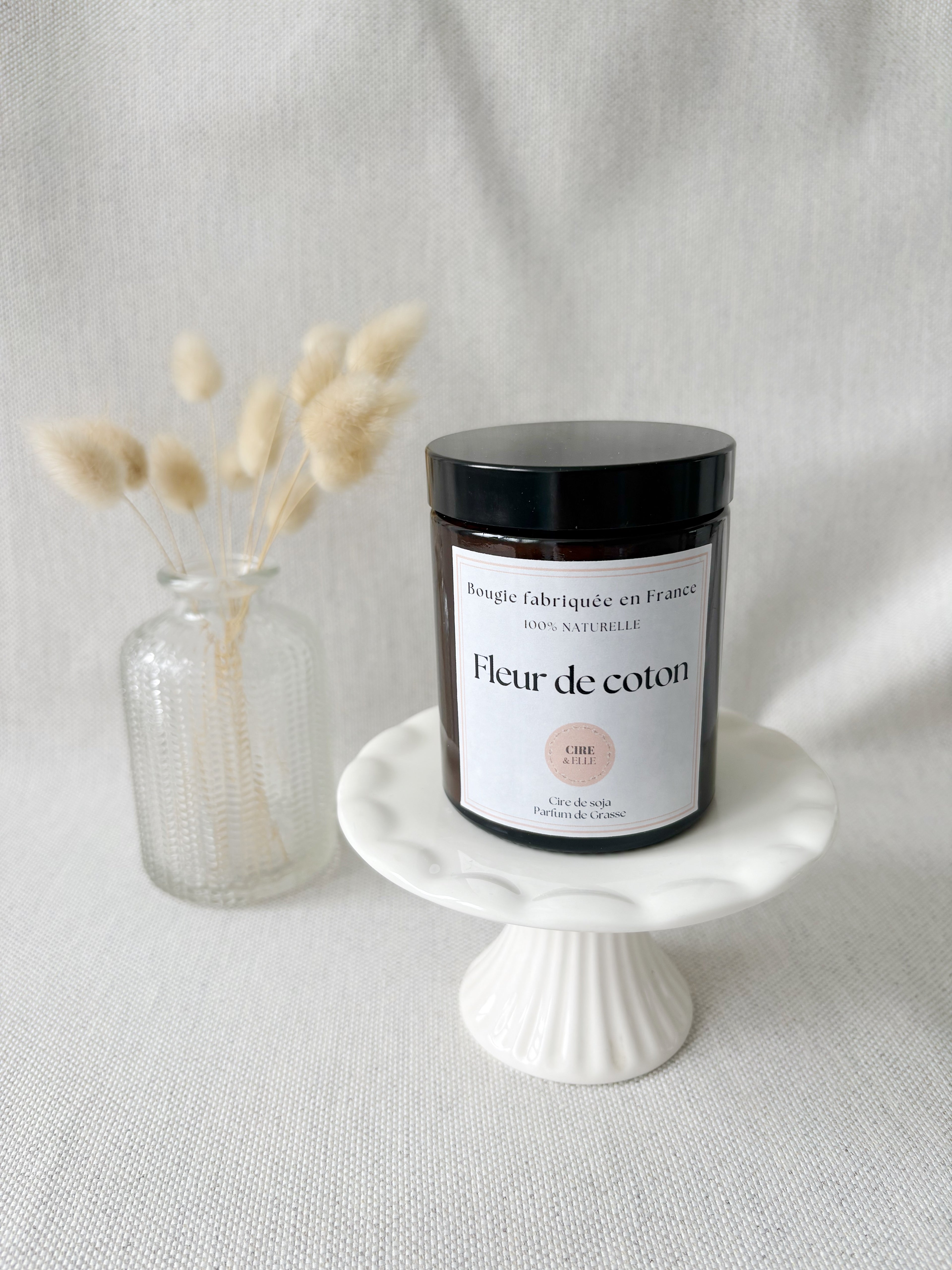 Grand pot ambré - Fleur de coton