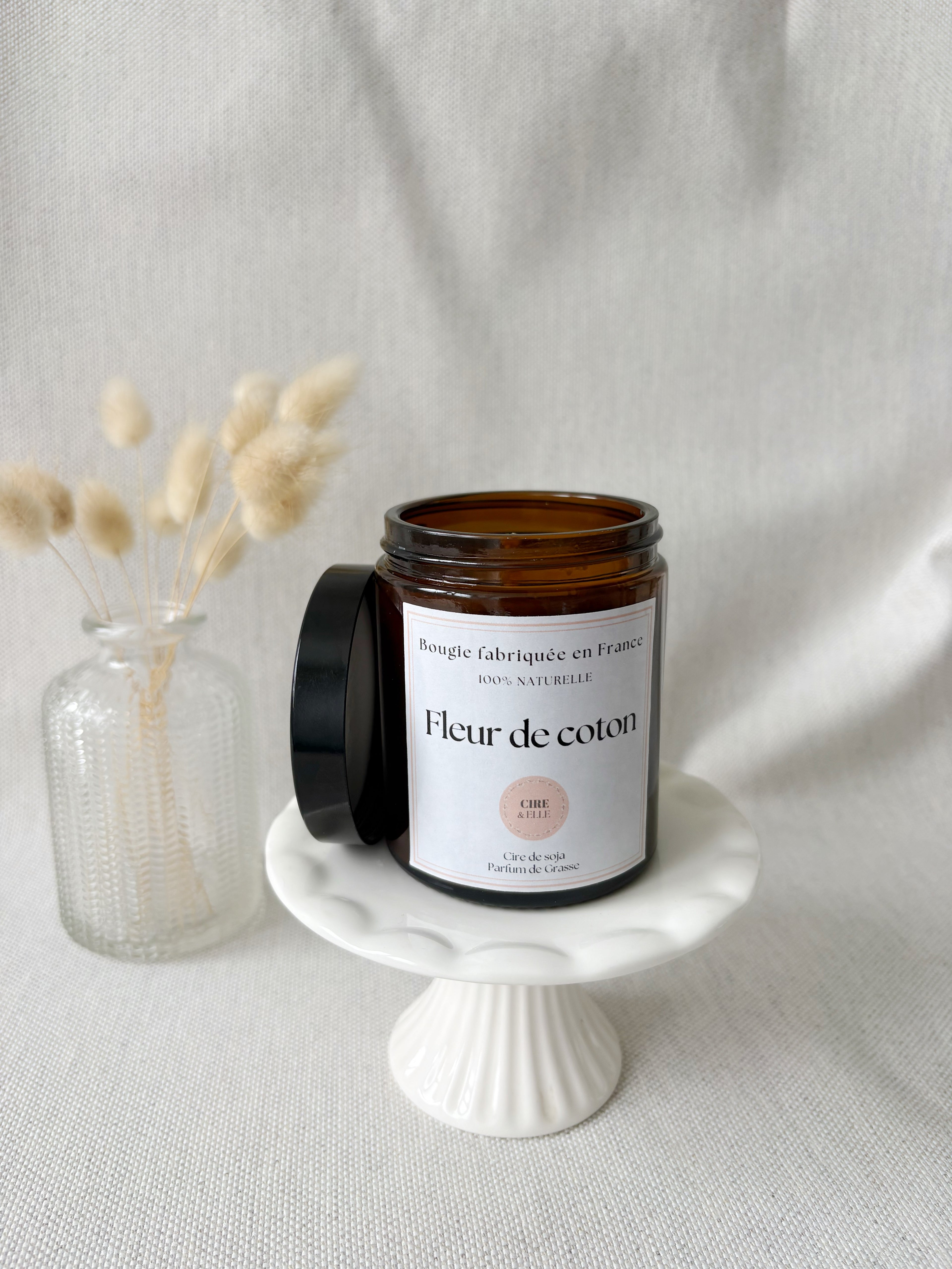 Grand pot ambré - Fleur de coton