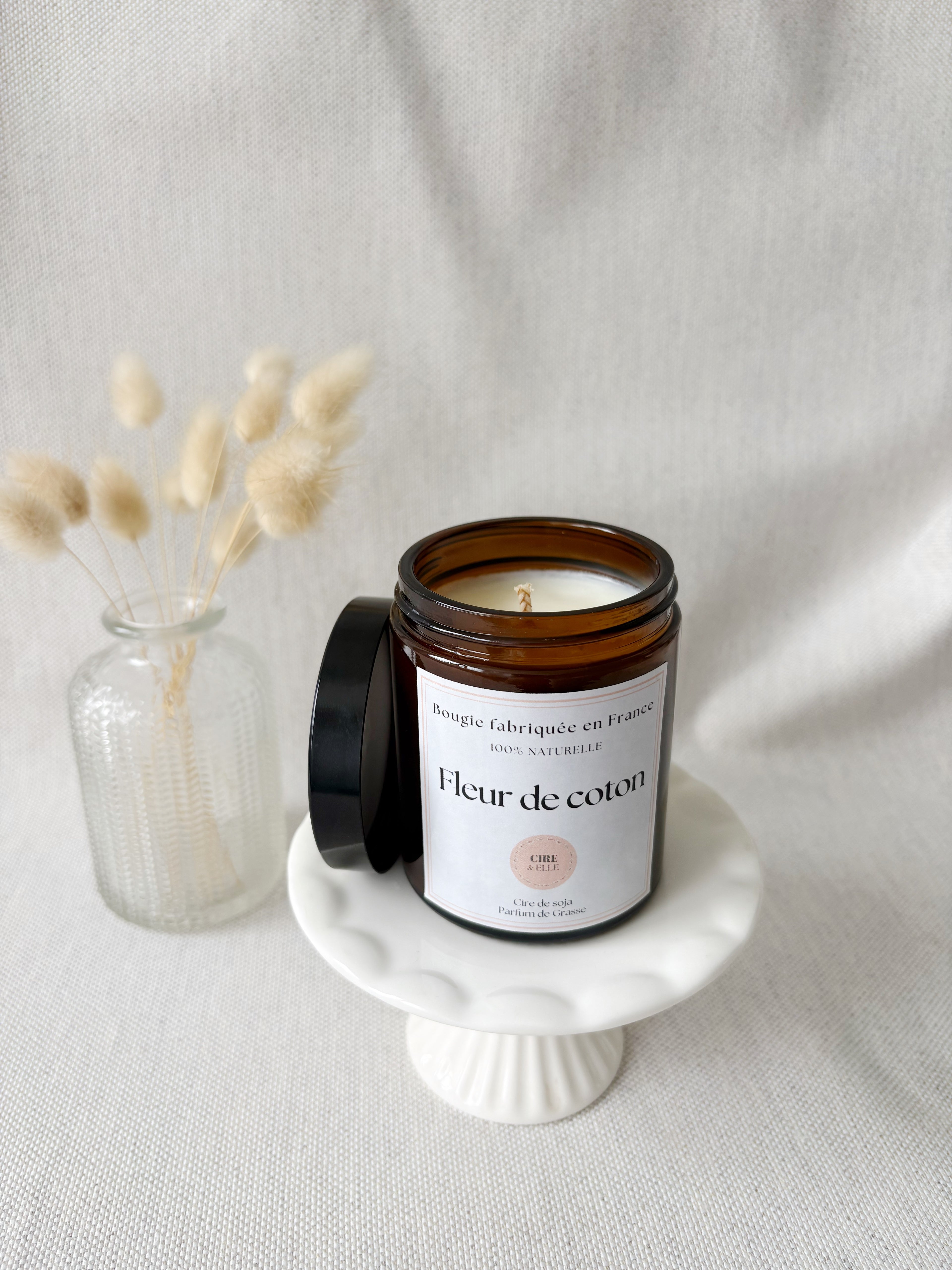 Grand pot ambré - Fleur de coton