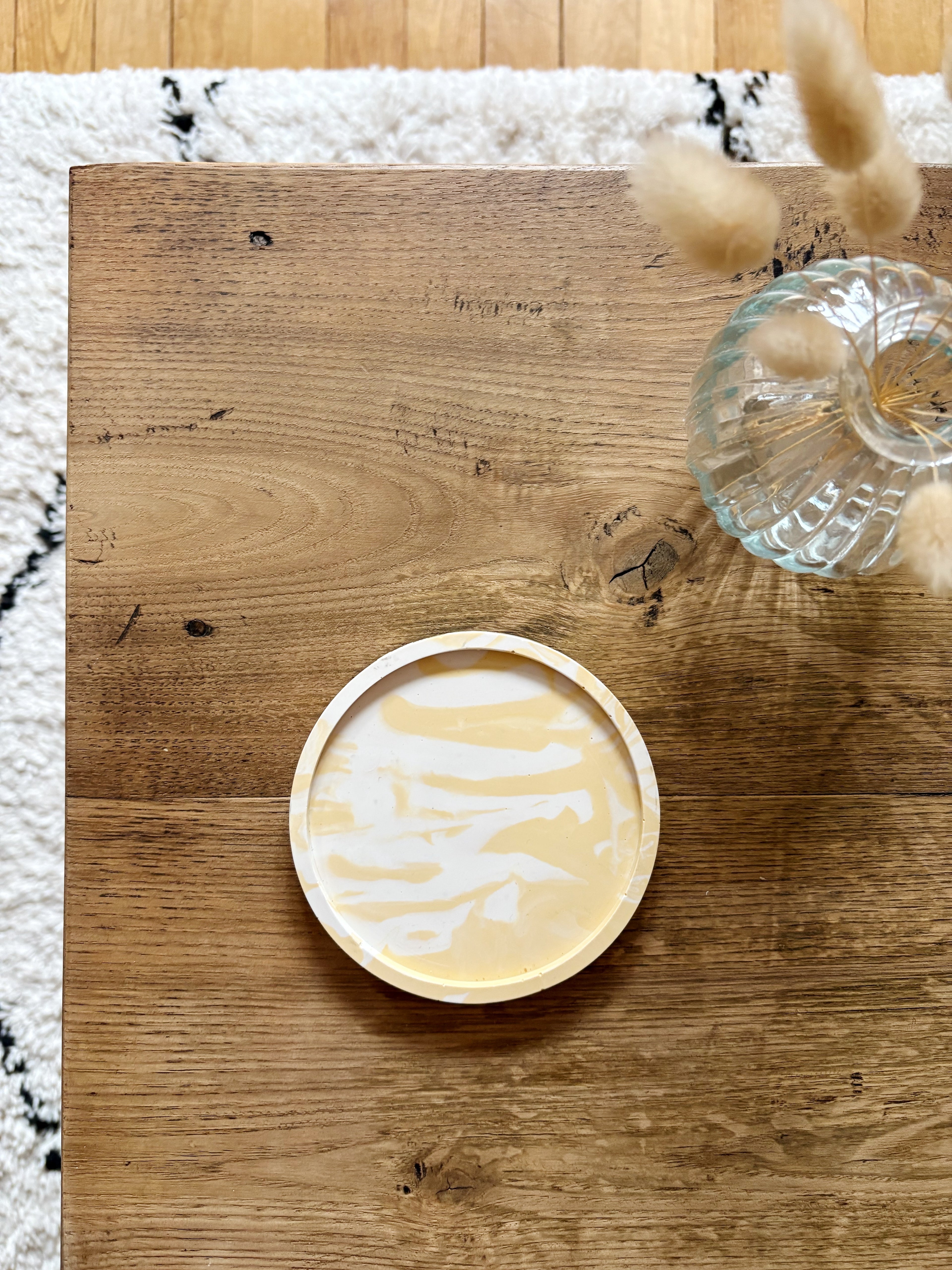 Petit plateau rond jaune & blanc