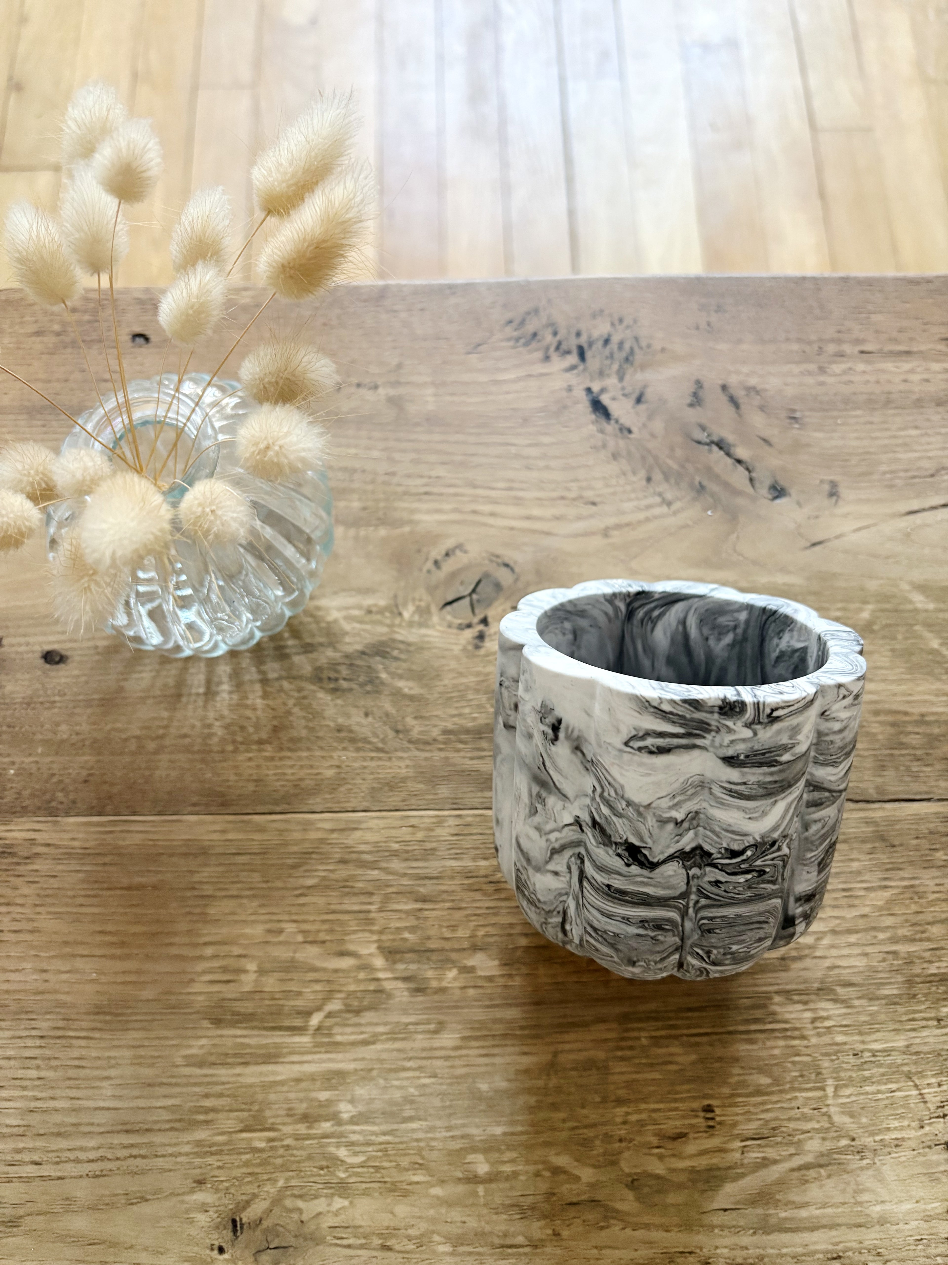 Pot marbré noir & blanc
