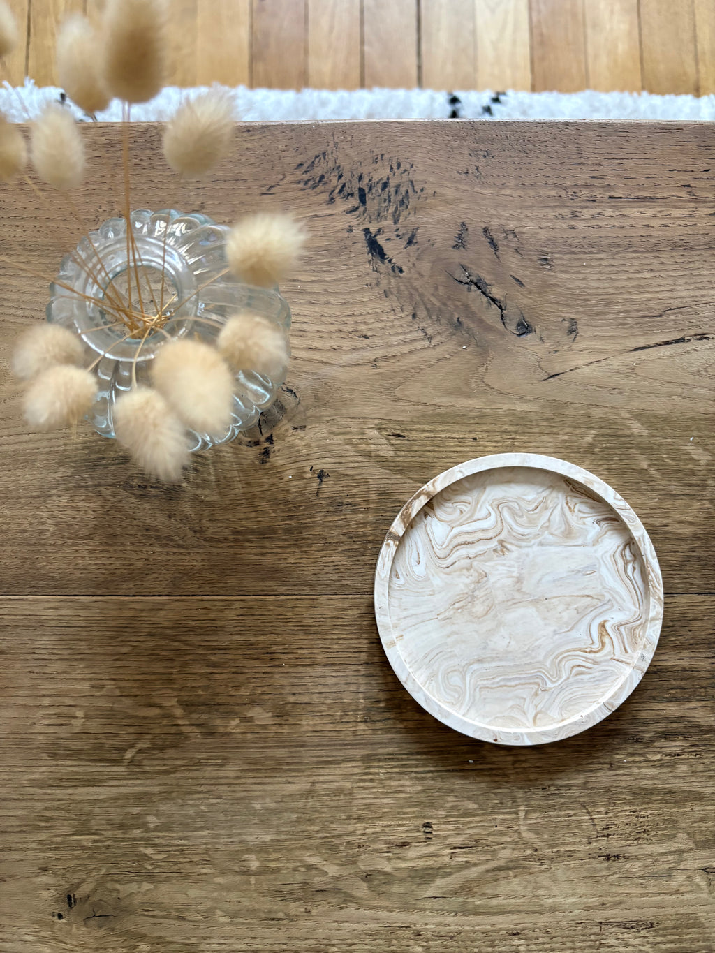 Petit plateau rond marbré