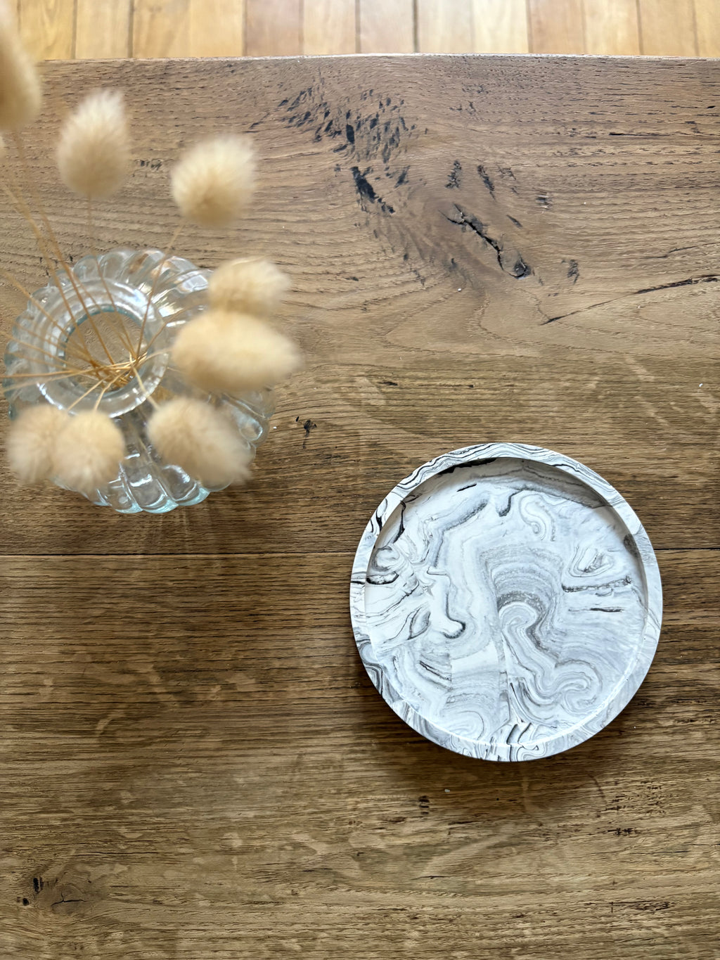 Petit plateau rond marbré