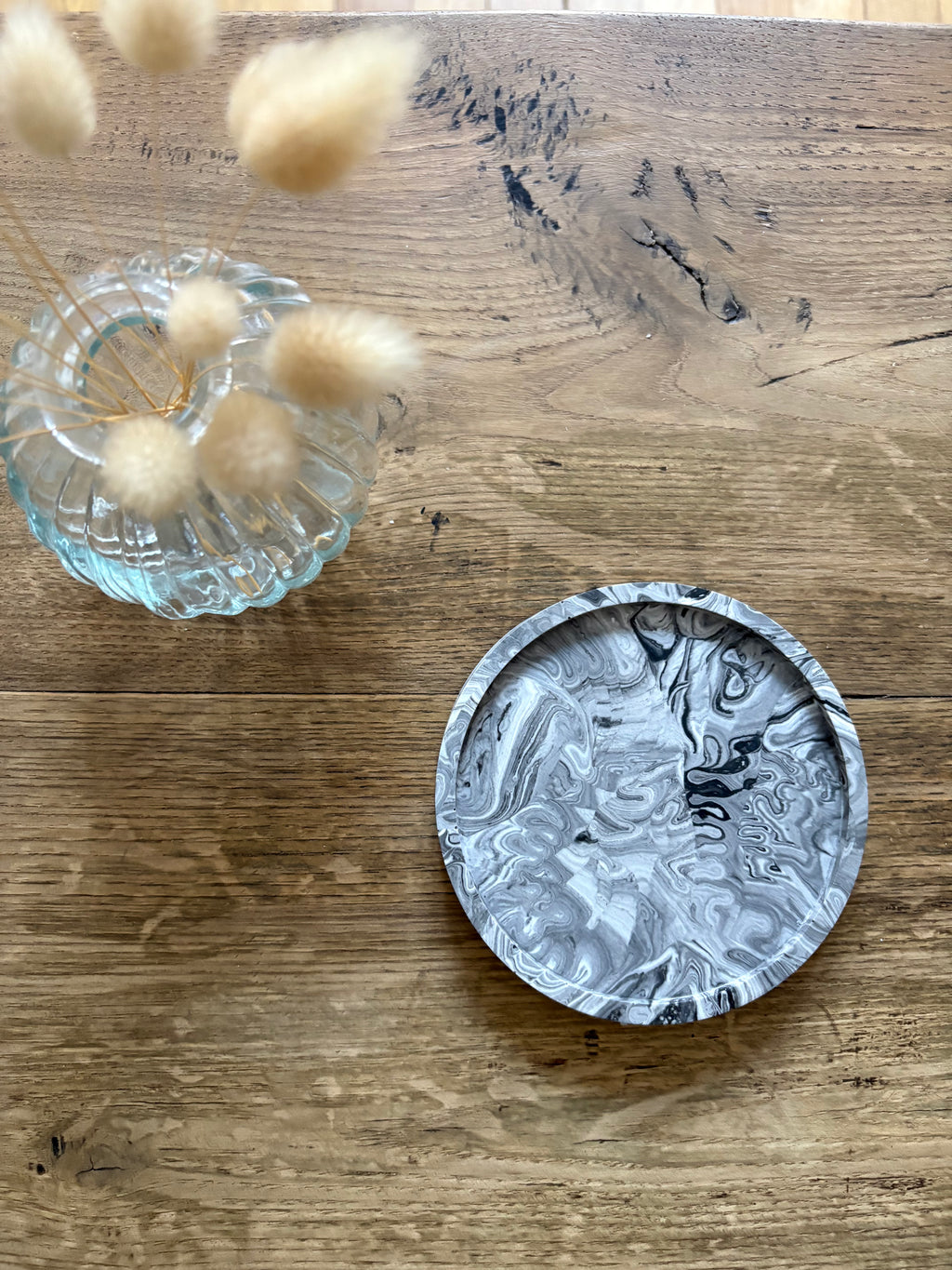 Petit plateau rond marbré
