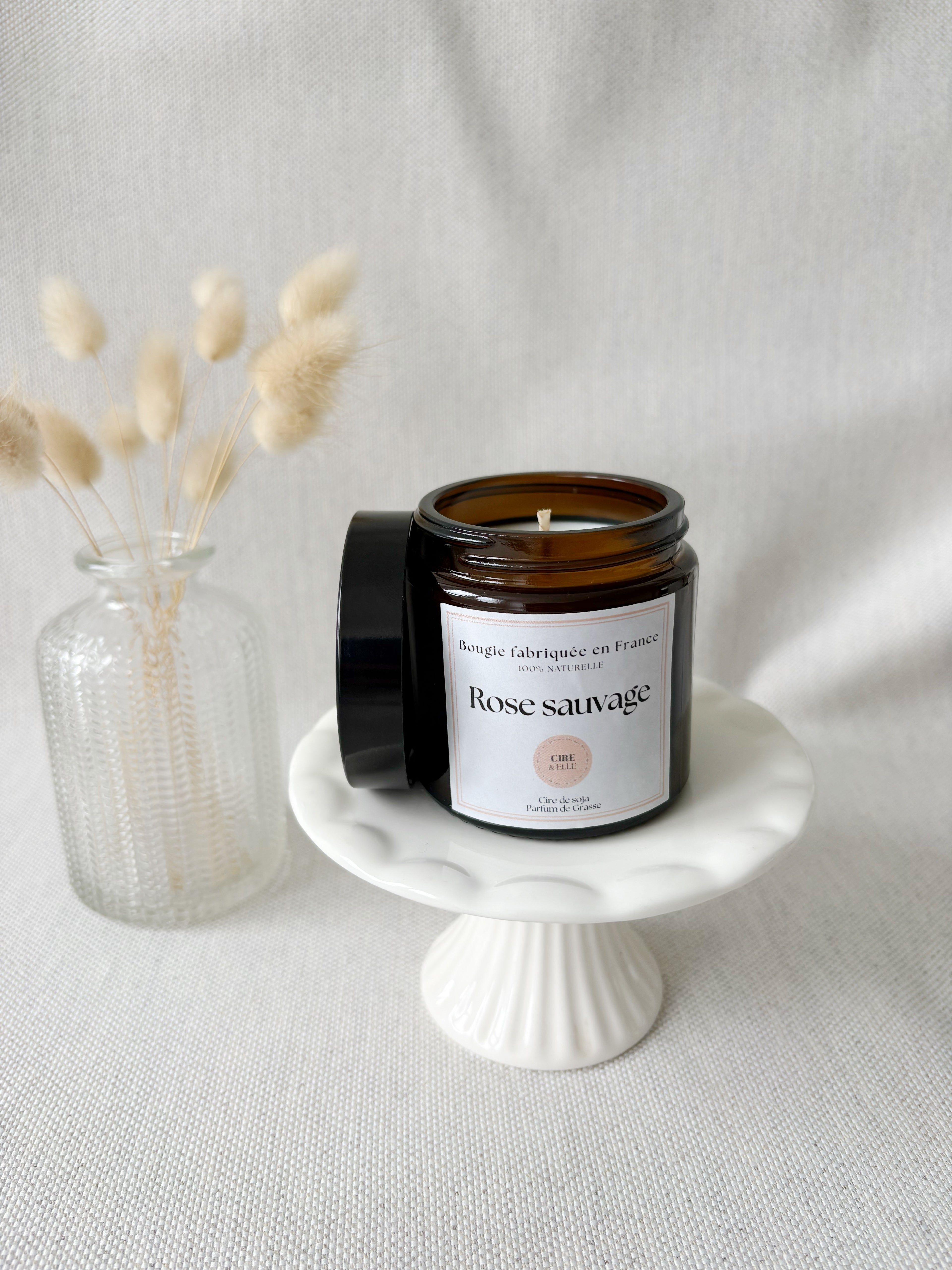 Petit pot ambré - Rose sauvage