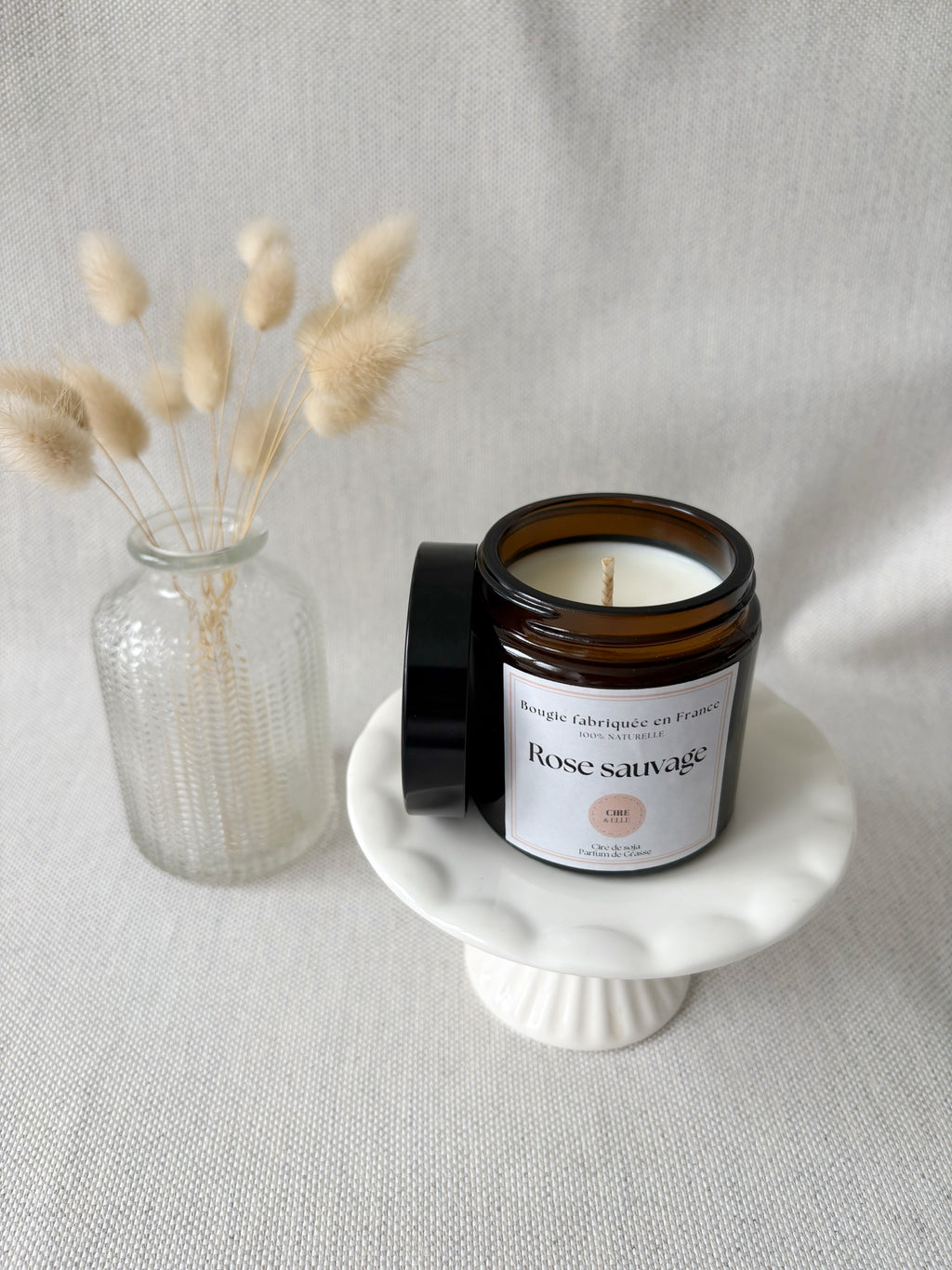 Petit pot ambré - Rose sauvage