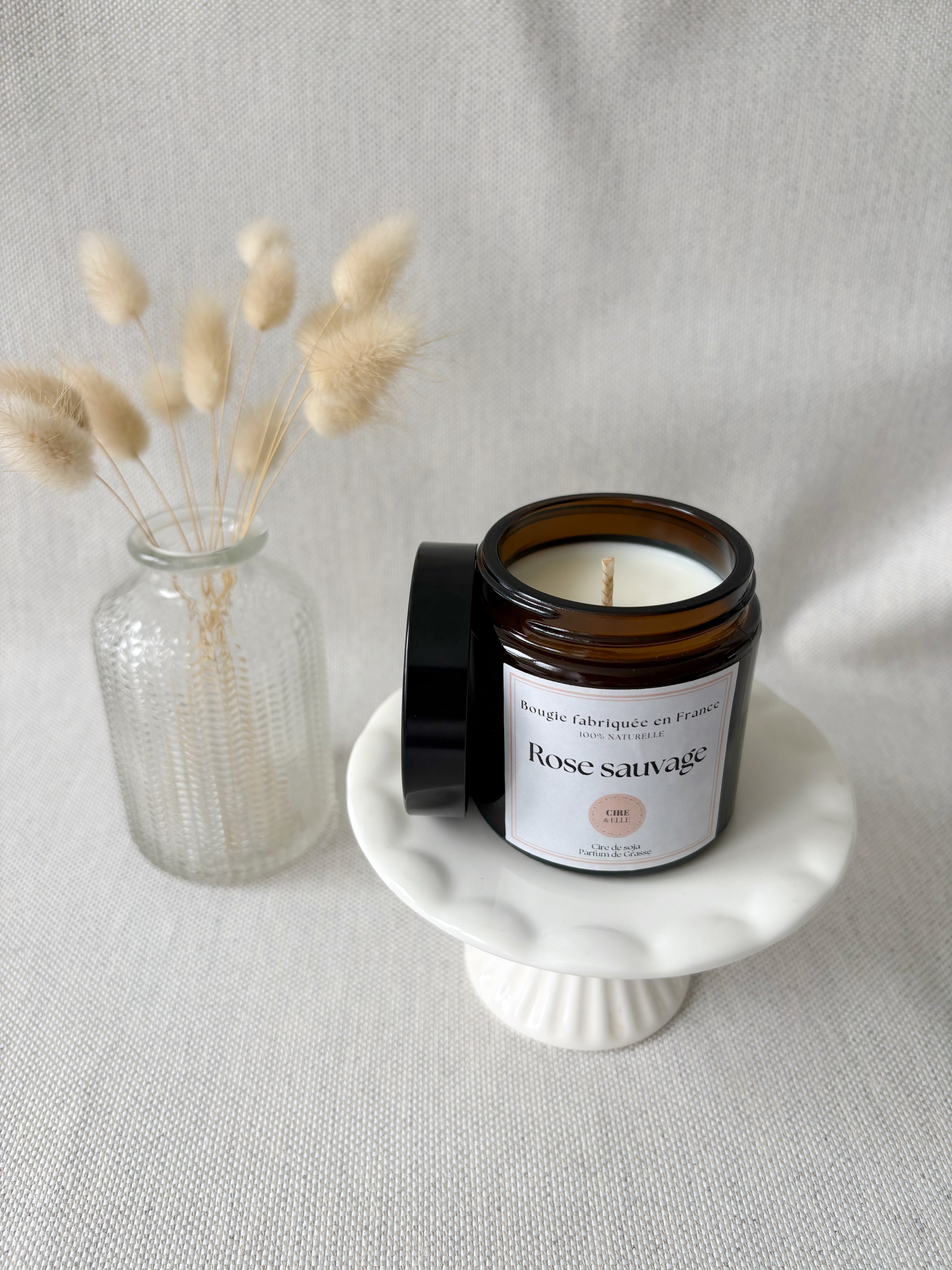 Petit pot ambré - Rose sauvage