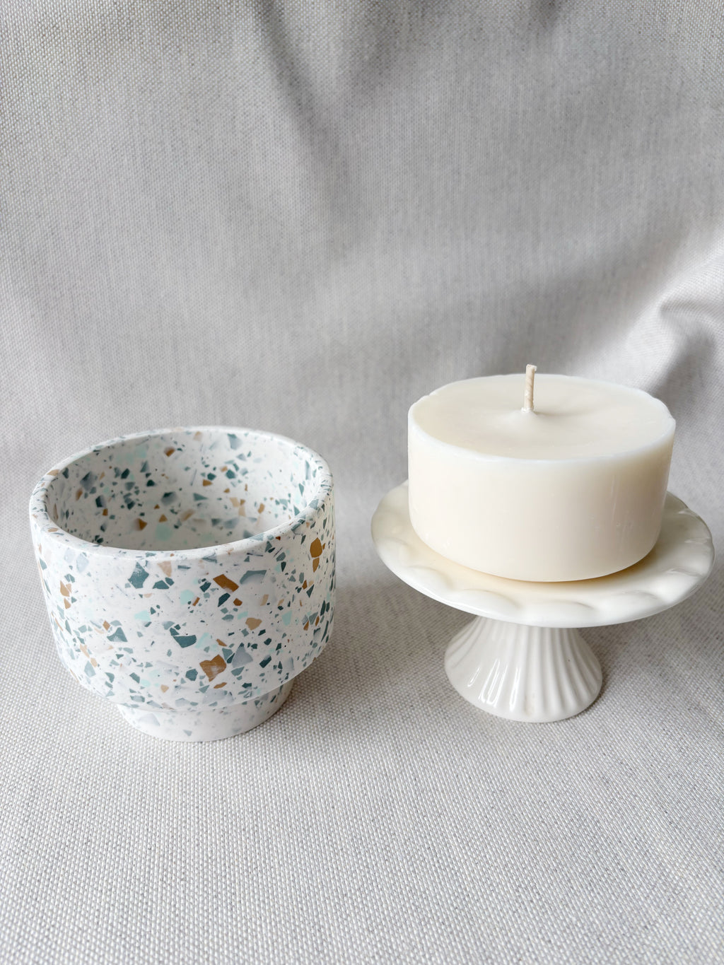 Bougie perchée - Terrazzo bleu