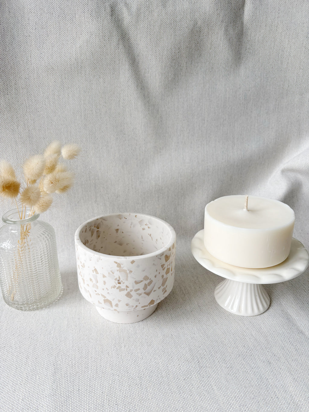 Bougie perchée - Terrazzo beige