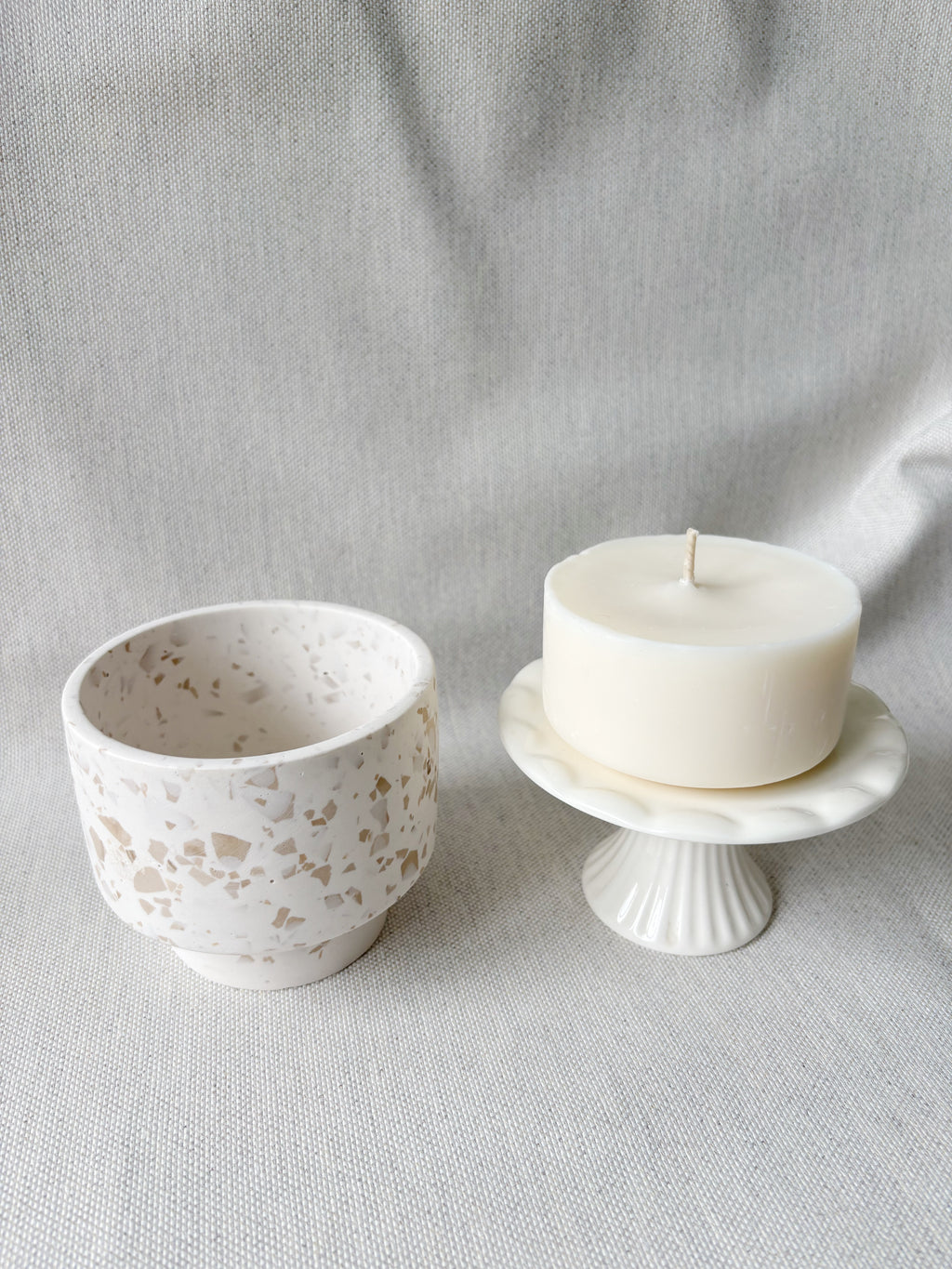 Bougie perchée - Terrazzo beige